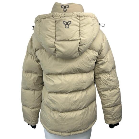 Aritzia TNA The Super Puff Beige Goose Down Zip Hoodie Puffer Coat Jacket 3XS - Picture 2 of 9